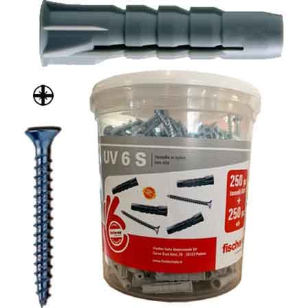 Tassello con Vite Uv in Barattolo Uv 8S Fischer 140 Pezzi - 2