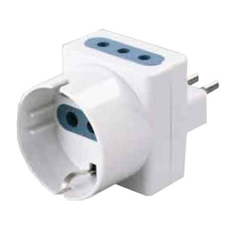 Adattatore Triplo Schuko Bivalente 10A Ideal Star 2P con T 1 Presa Schuko - 2