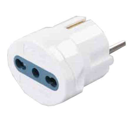 Adattatore Semplice Schuko Bivalente 10A Ideal Presa 10 e 16 A 2P con T - 2