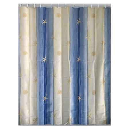 Tenda Doccia in Poliestere Oltremare 180 x 200 cm Gedy Beige Azzurro - 2