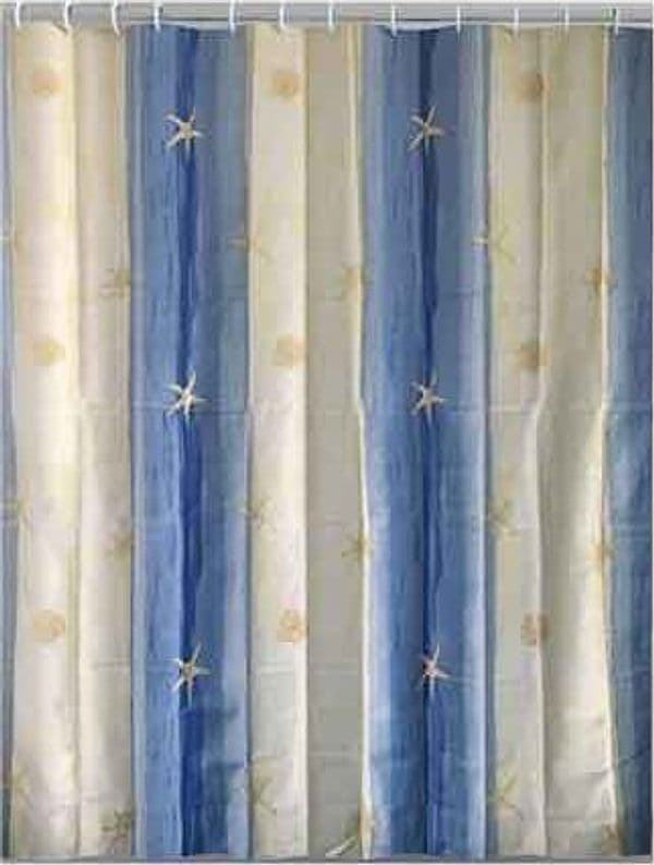 Tenda Doccia in Poliestere Oltremare 240 x 200 cm Gedy Beige Azzurro - 2