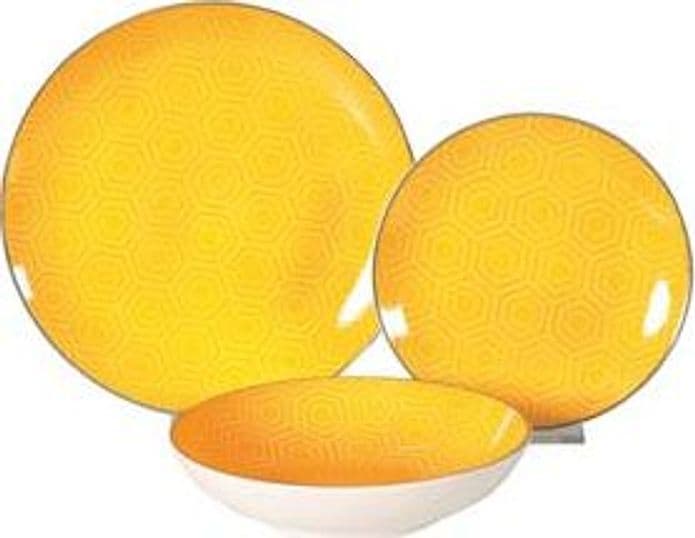 Servizio di Piatti Esagono Giallo in Porcellana Servizio Contenente 18 - 2