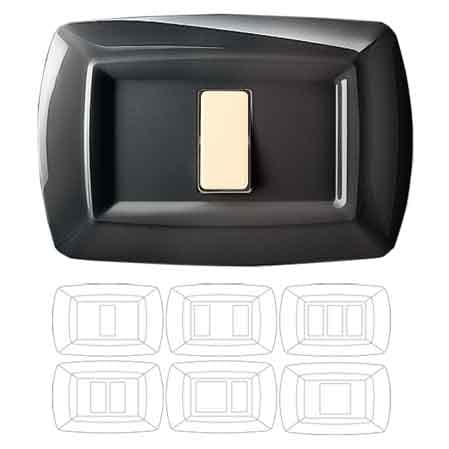 Placca Coprinterruttori Tondo Nera 1 Modulo Ec Elettrocanali - 2