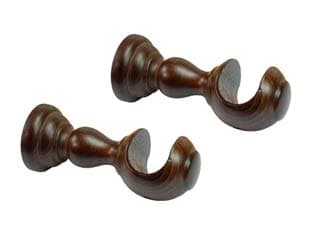 Supporto Aperto Ø 35 mm in Legno Noce per Scorritenda 18 cm 2 Pezzi - 2