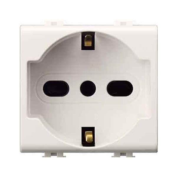 Presa Italiana Tedesca Easy 10 e 16 A 250V 2P con T Ec Elettrocanali Bianco - 2