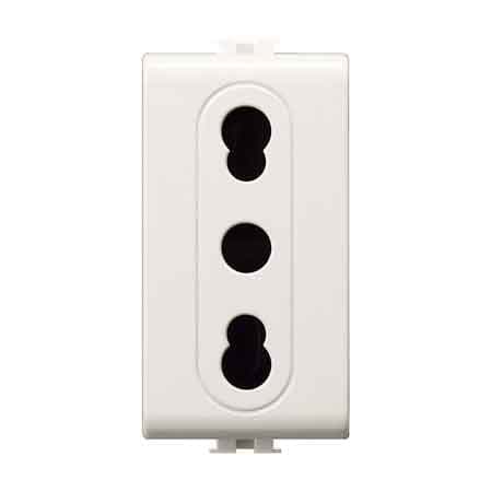 Presa Bivalente Easy 10 e 16 A 250V 2P con T Ec Elettrocanali Bianco - 2