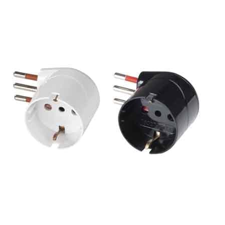 Adattatore Salvaspazio 90 ° Schuko 10A Rosi Prese 10 2P con T Colore Nero - 2