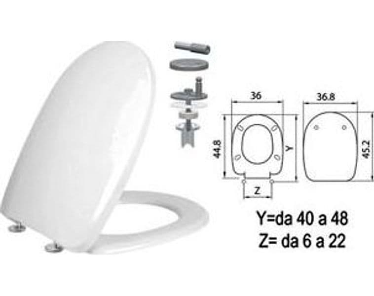 Sedile WC in Termoindurente Aqua Cerniere Inox H341 Coprivaso Copriwater - 2