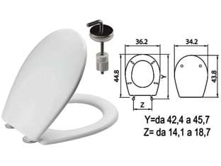 Sedile WC in Termoindurente Sebino Bianco Cerniere Inox H057 Coprivaso - 2