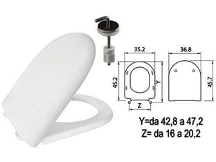 Sedile WC in Termoindurente Luna 2 Bianco Cerniere Inox H057 Coprivaso - 2