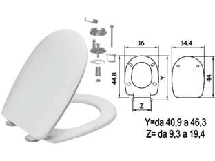 Sedile WC in Termoindurente Passepartout Bianco Cerniere Inox H050 - 2