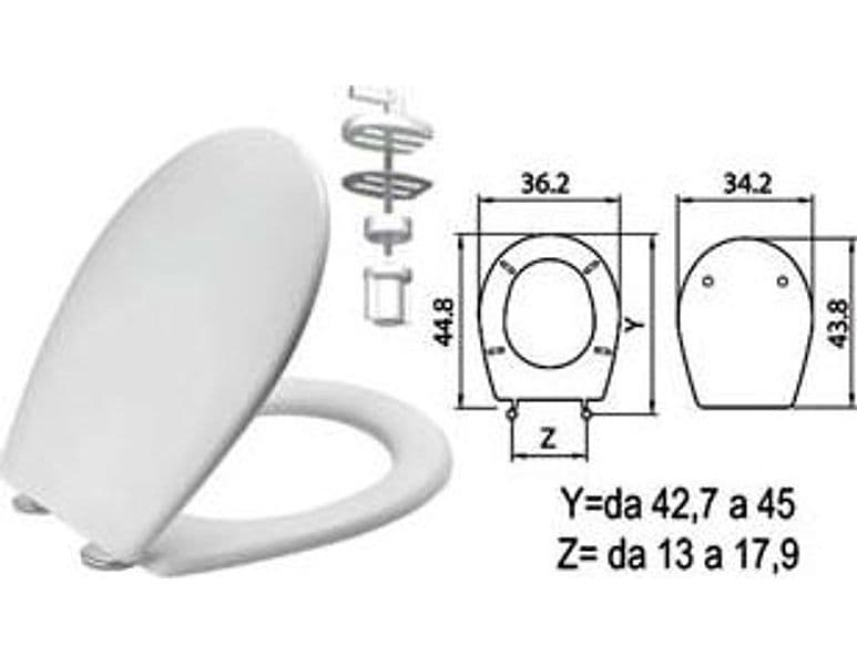 Sedile WC in Termoindurente Sebino Bianco Cerniere Nylon H011 Coprivaso - 2