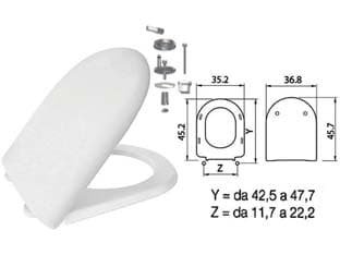 Sedile WC in Termoindurente Luna 2 Bianco Cerniere Inox H050 Coprivaso - 2