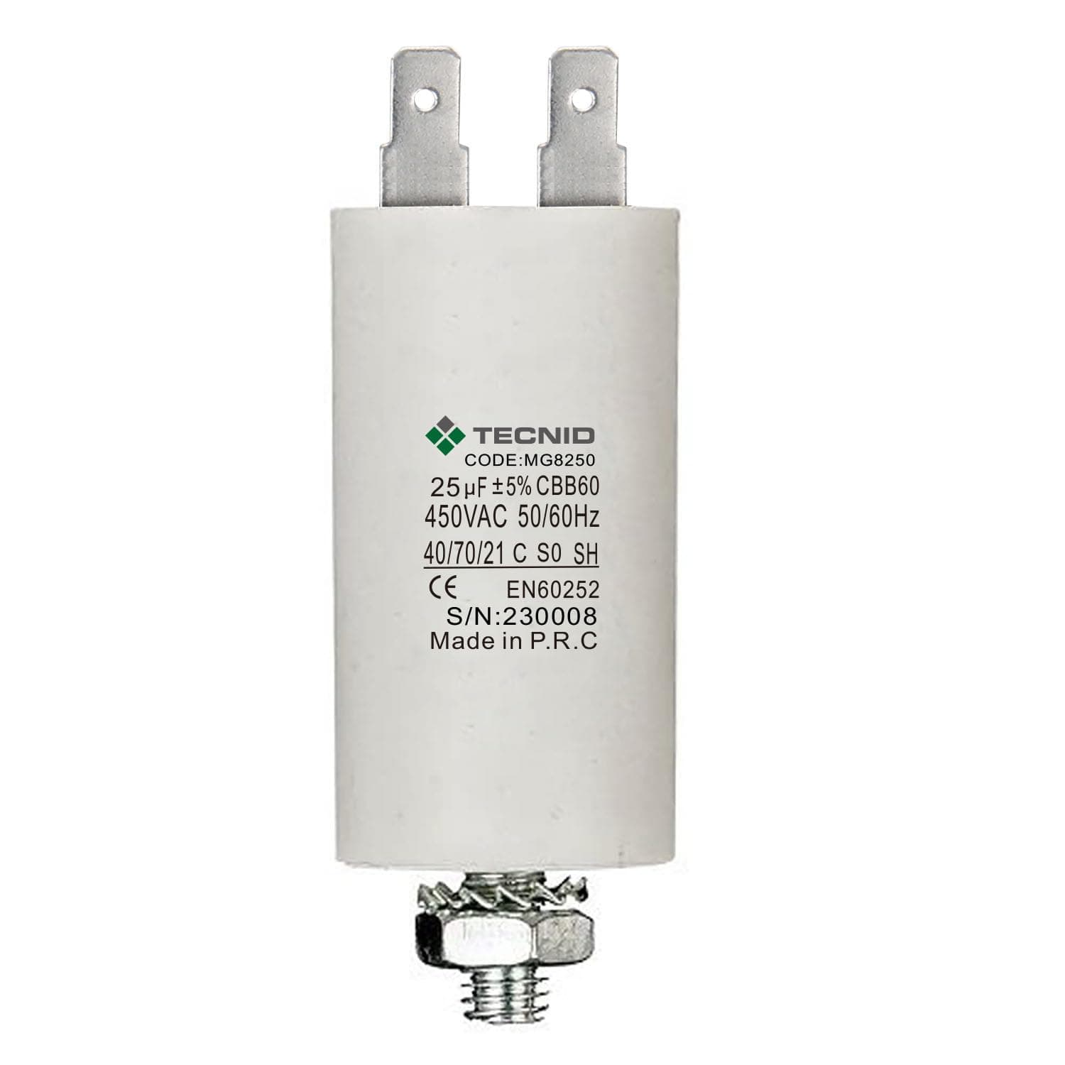 Condensatore di Spunto per Motori Elettrici 450V Capacità 25 µF – Autres
