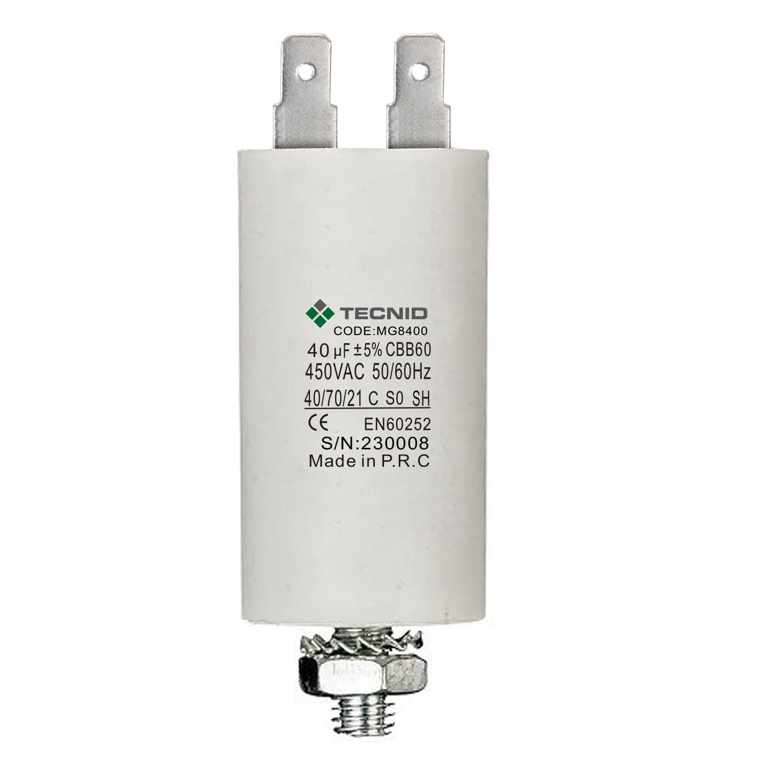 Condensatore di Spunto per Motori Elettrici 450V Capacità 40 µF – Autres