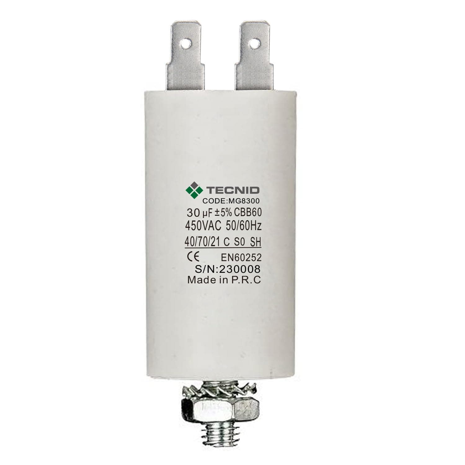 Condensatore di Spunto per Motori Elettrici 450V Capacità 30 µF – Autres