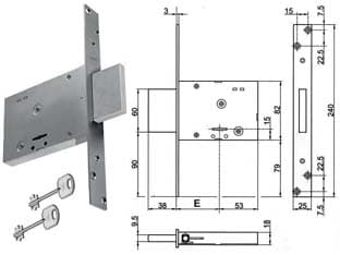 Serratura da Infilare Doppia Mappa Solo Catenaccio 8TD100 60 mm Ka - 2
