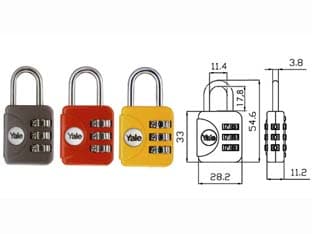 Lucchetto ad Arco a Combinazione da Viaggio per Valige P1 28 mm Giallo (YP1 - 2