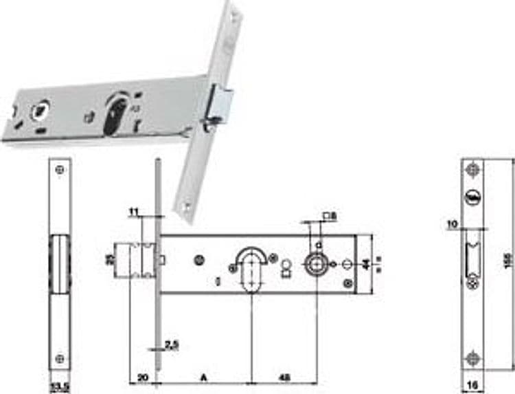 Serratura da Infilare per Fasce Catenaccio e Scrocco 44 mm H 87000 70 mm – Yale