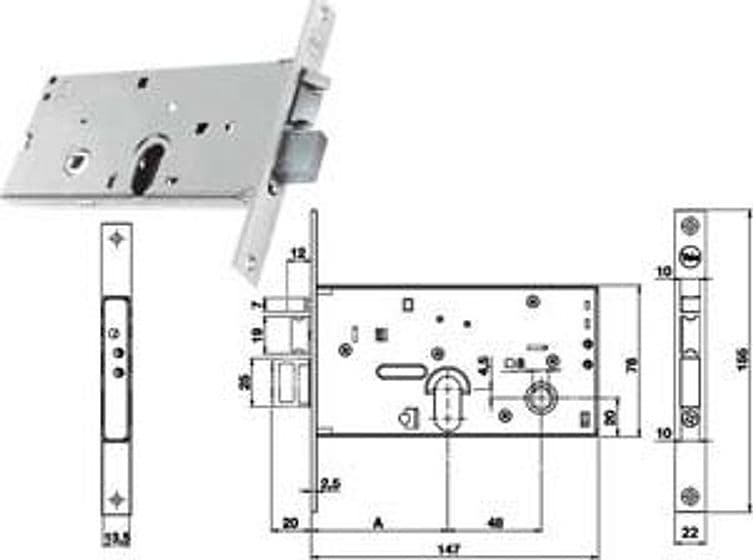 Elettroserratura da Infilare per Fasce Caten. e Scr. Yale 78 mm H 85700 70