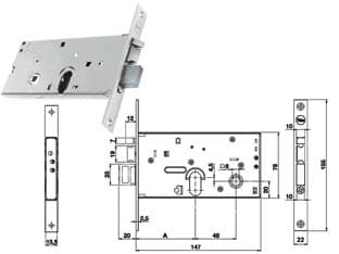 Elettroserratura da Infilare per Fasce Caten. e Scr. Yale 78 mm H 85700 70 - 2