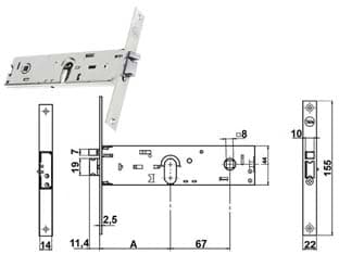 Elettroserratura Infilare per Fasce Solo Scrocco 44 mm H 85900 70 mm - 2