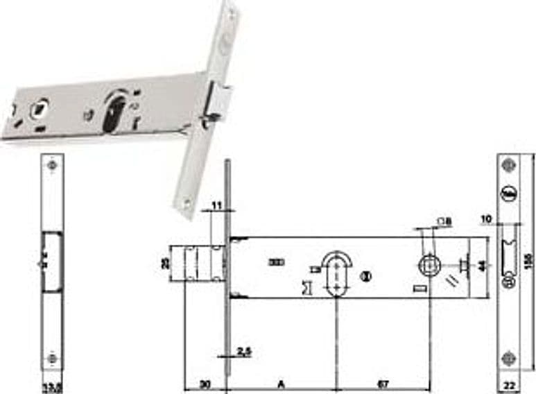 Serratura da Infilare per Fasce Catenaccio e Scrocco 44 mm H 87502 80 mm – Yale