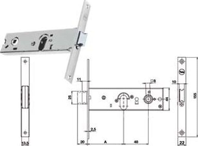 Serratura da Infilare per Fasce Catenaccio e Scrocco 44 mm H 87500 70 mm – Yale