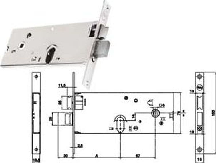 Serratura da Infilare per Fasce Catenaccio e Scrocco 78 mm H 86002 80 mm – Yale