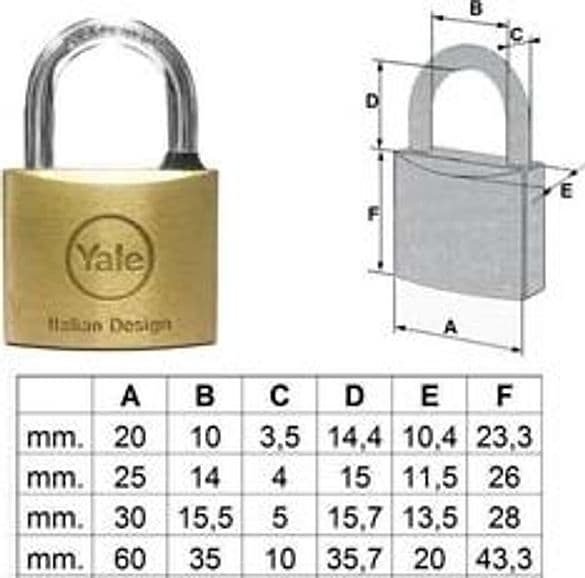 Lucchetto Ottone ad Arco Normale 110 20 mm (1100020) Yale 5 Pezzi - 2