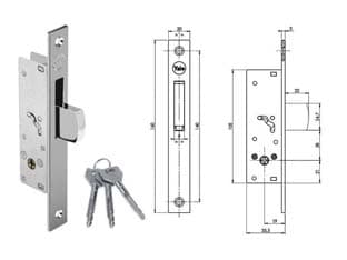 Serratura da Infilare Montanti Caten. Basculante Chiave a Croce F58 20 mm - 2