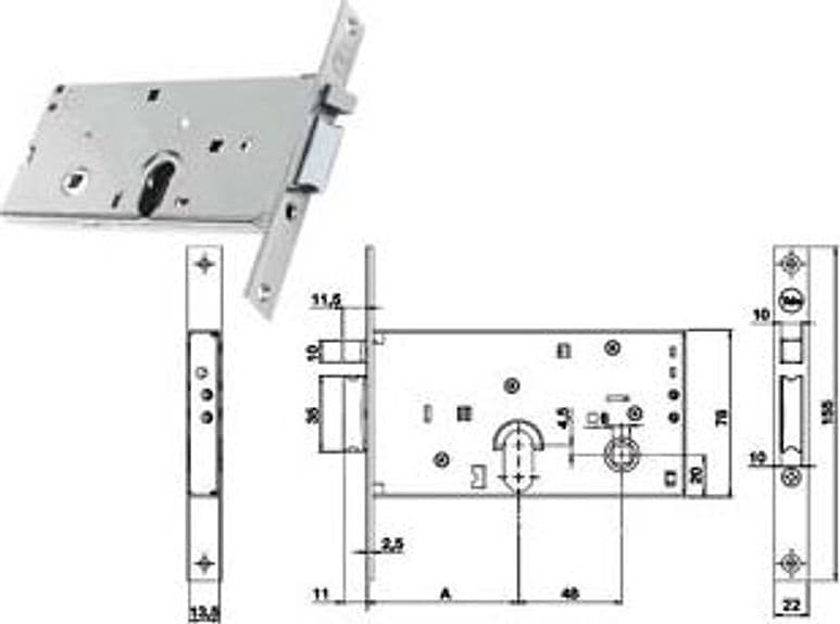 Elettroserratura Infilare per Fasce Solo Scrocco 78 mm H 85500 70 mm - 2