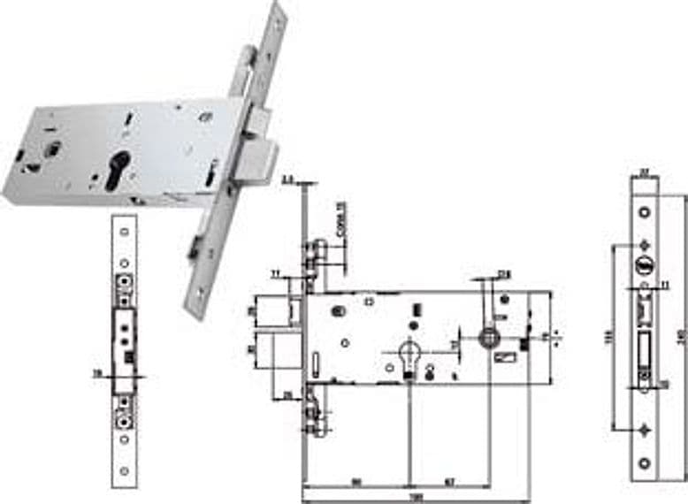 Serratura Triplice Infilare P Fasce Catenaccio e Scrocco 78 Mmh 94000 90 mm – Yale