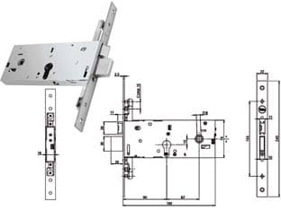 Serratura Triplice Infilare P Fasce Catenaccio e Scrocco 78 Mmh 94000 90 mm - 2