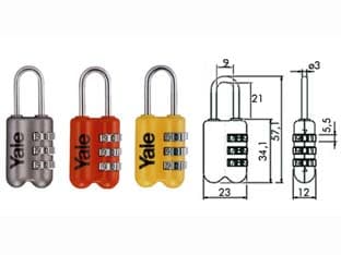 Lucchetto ad Arco a Combinazione da Viaggio per Valige P2 23 mm Rosso (YP2 - 2