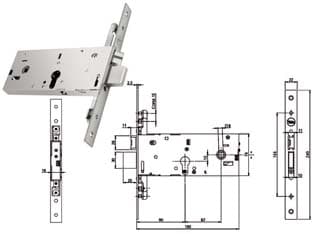 Elettroserratura Triplice Infilare P Fasce Caten. e Scr. 78 Mmh 94900 90 mm - 2