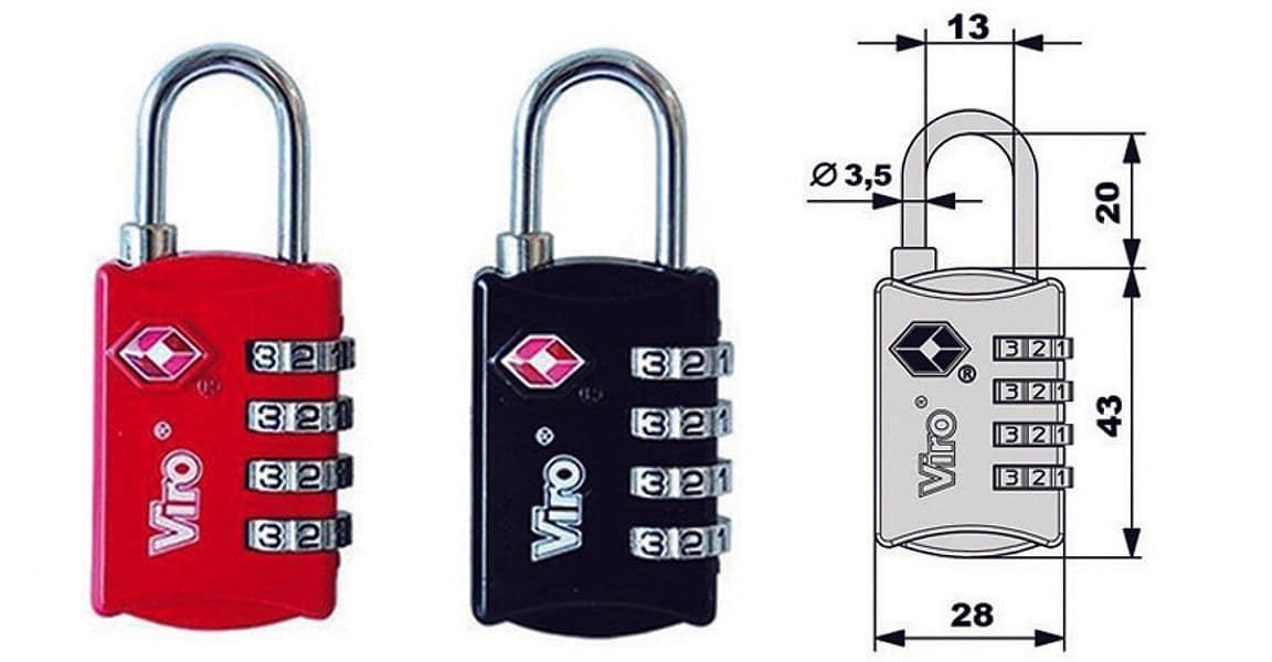Lucchetti Tsa a Combinazione Variabile 28 Mm, Arco 20 MMX13 Ø 3,5 mm - 2
