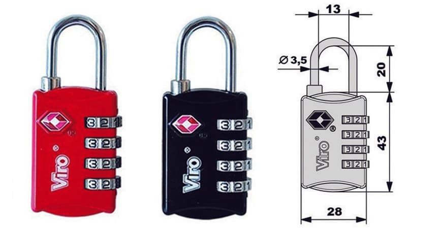 Lucchetti Tsa a Combinazione Variabile 28 Mm, Arco 20 MMX13 Ø 3,5 mm - 2