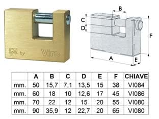Lucchetto Rettangolare in Ottone Fai By Viro 60 mm (ART.508) Viro - 2