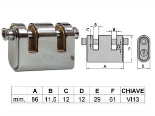 Lucchetto Corazzato a Due Bocche Panzer 86 mm (ART.4126) Viro - 2