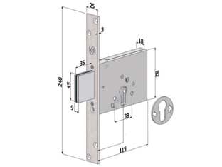 Serratura Infilare Profilo Europeo 3 Mandate 2051 60 mm (2051XZB6025) - 2