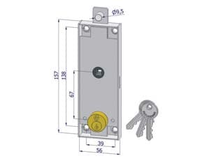 Serratura per Basculante Cilindro Tondo 2290 (2290XZB2008XX3) 2 Pezzi - 2