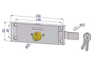Serratura per Serranda Laterale Cilindro Fisso Tondo Dx 2 Pezzi - 2