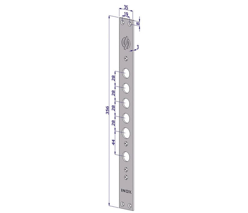 Frontale P Serrature Porte Blindate in Acciaio Inox INT.28 FR2530 - 2