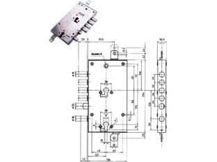 Serratura Triplice Applicare Multif. Scrocco Cil. Eur. Blindate Cod 214643 - 2