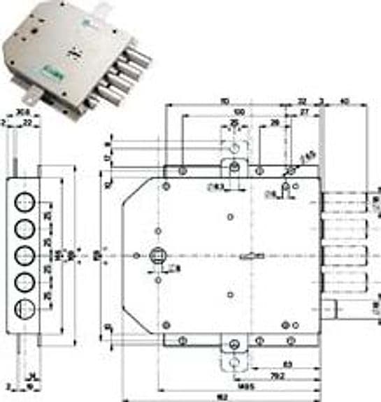 Serratura Triplice Applicare con Scrocco Doppia Mappa Blindate Cod 402385 – Mottura