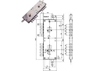 Serratura Triplice Applicare Multif. Scrocco Cil. Eur. Blindate Cod 214681 - 2