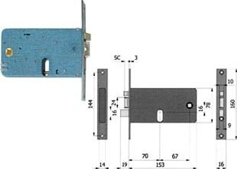 Elettroserratura Infilare per Fasce Catenaccio e Scrocco 78 mm H 778 70 mm – Omec