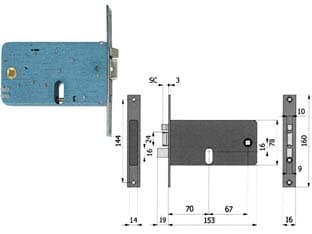 Elettroserratura Infilare per Fasce Catenaccio e Scrocco 78 mm H 778 70 mm - 2