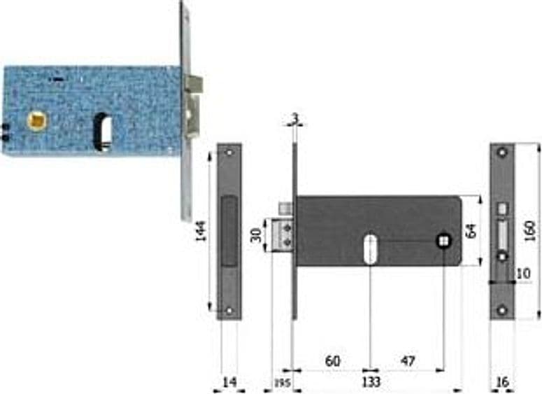 Elettroserratura Infilare per Fasce Catenaccio e Scrocco 64 mm H 388 60 mm – Omec